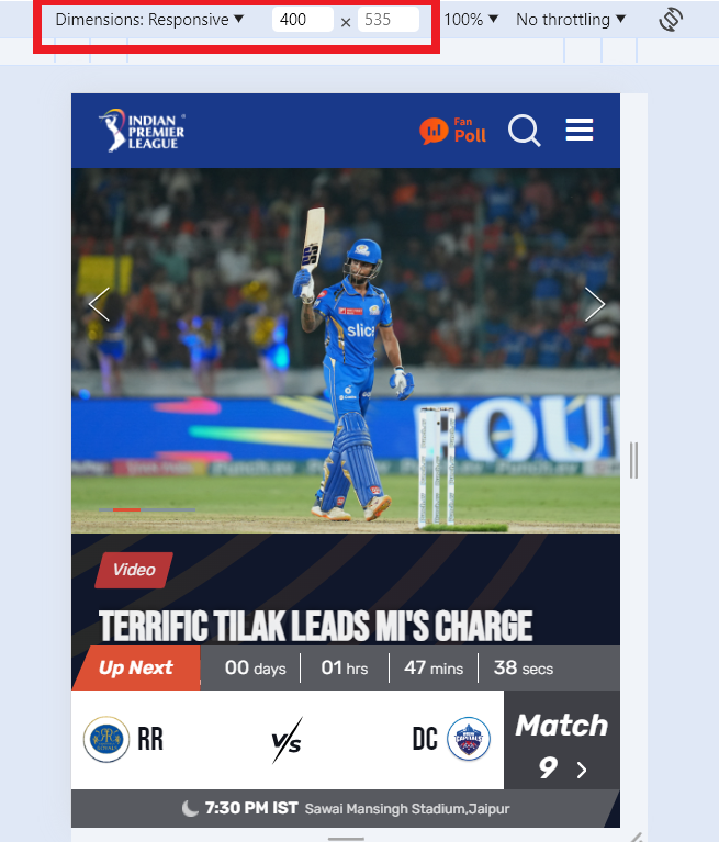 responsive-and-mobile-friendly-dimension-400x535- IPL T20 Website